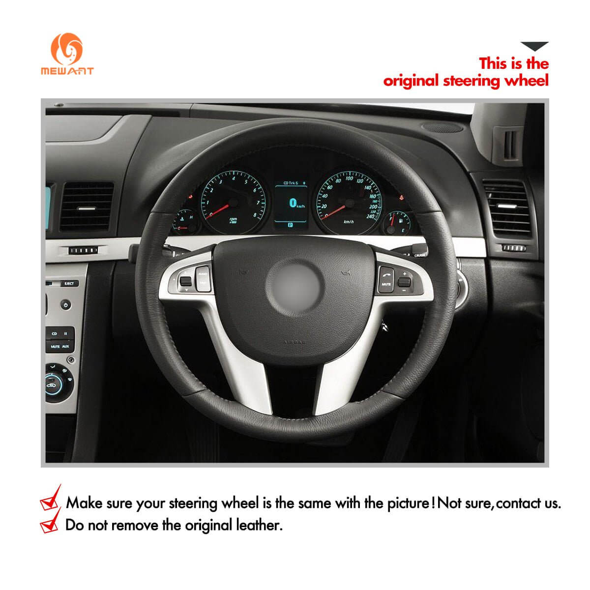 MEWANT Steering Wheel Cover for Holden Commodore VE Ute Calais Berlina Caprice Statesman 2006 - 2013 - Alcantara, Leather, Carbon Fiber, Easy Install, Non - Slip, Best Steering Wheel Cover