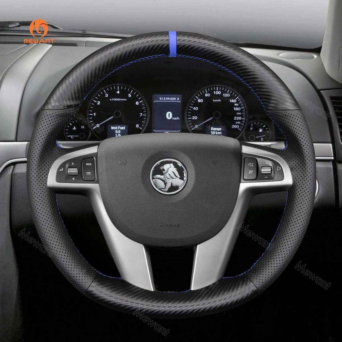 MEWANT Steering Wheel Cover for Holden Commodore VE Ute Calais Caprice 2006 - 2013 - Alcantara, Leather, Carbon Fiber, Easy Install, Non - Slip, Best Steering Wheel Cover