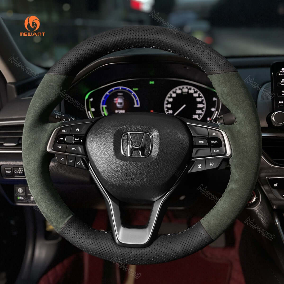 MEWANT Steering Wheel Cover for Honda Accord 10 X Insight Odyssey 2018 - 2022 - Alcantara, Leather, Carbon Fiber, Easy Install, Non - Slip, Best Steering Wheel Cover