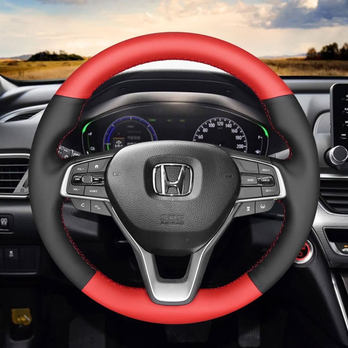 MEWANT Steering Wheel Cover for Honda Accord 10 X Insight Odyssey 2018 - 2022 - Alcantara, Leather, Carbon Fiber, Easy Install, Non - Slip, Best Steering Wheel Cover