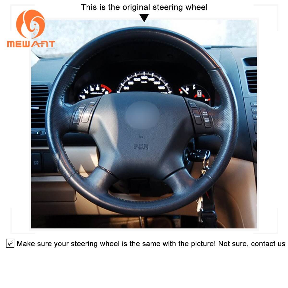 MEWANT Steering Wheel Cover for Honda Accord 7 2003 - 2007 - Alcantara, Leather, Carbon Fiber, Easy Install, Non - Slip, Best Steering Wheel Cover