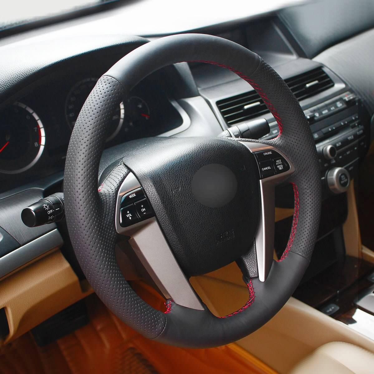 MEWANT Steering Wheel Cover for Honda Accord 8 Pilot Odyssey 2008 - 2017 - Alcantara, Leather, Carbon Fiber, Easy Install, Non - Slip, Best Steering Wheel Cover