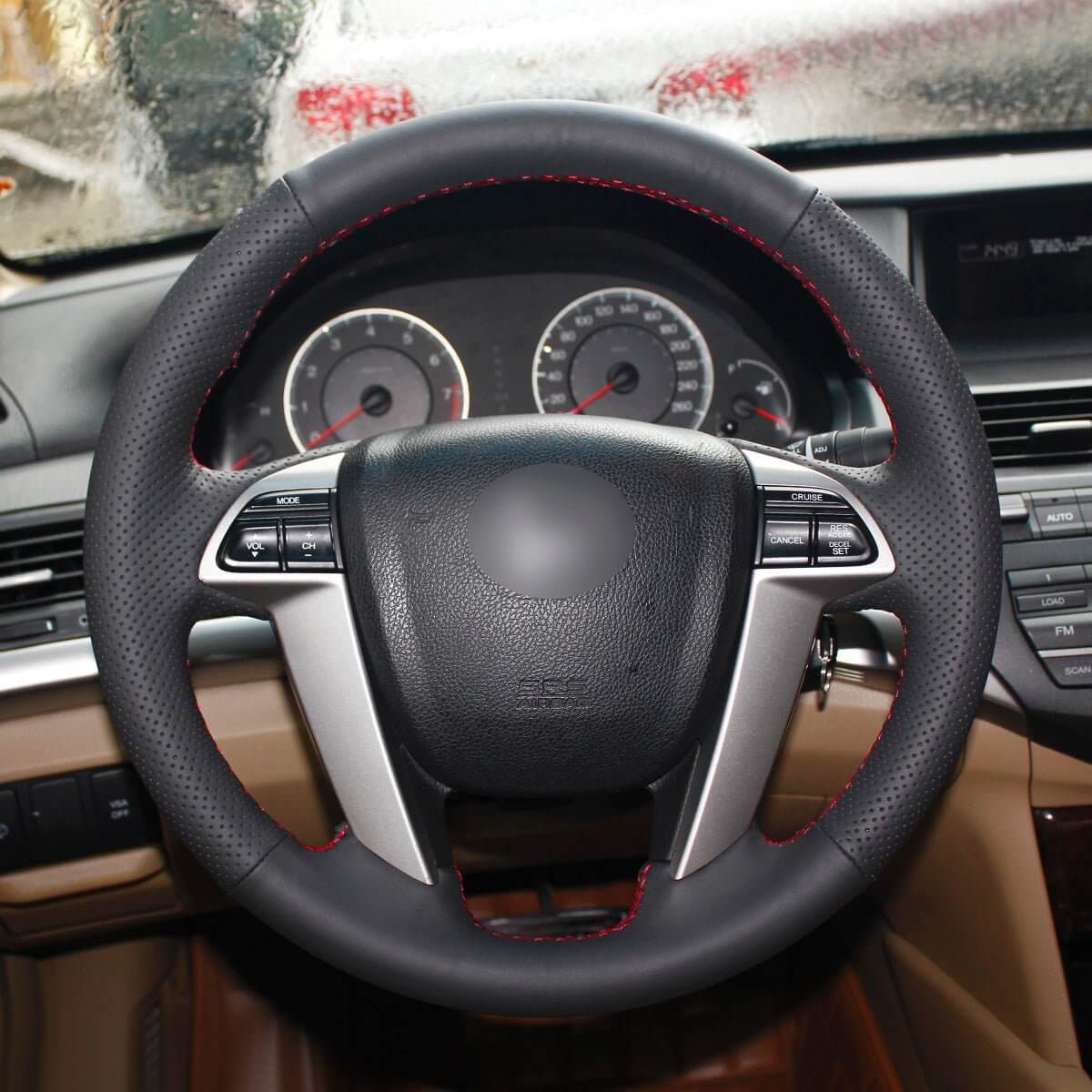MEWANT Steering Wheel Cover for Honda Accord 8 Pilot Odyssey 2008 - 2017 - Alcantara, Leather, Carbon Fiber, Easy Install, Non - Slip, Best Steering Wheel Cover