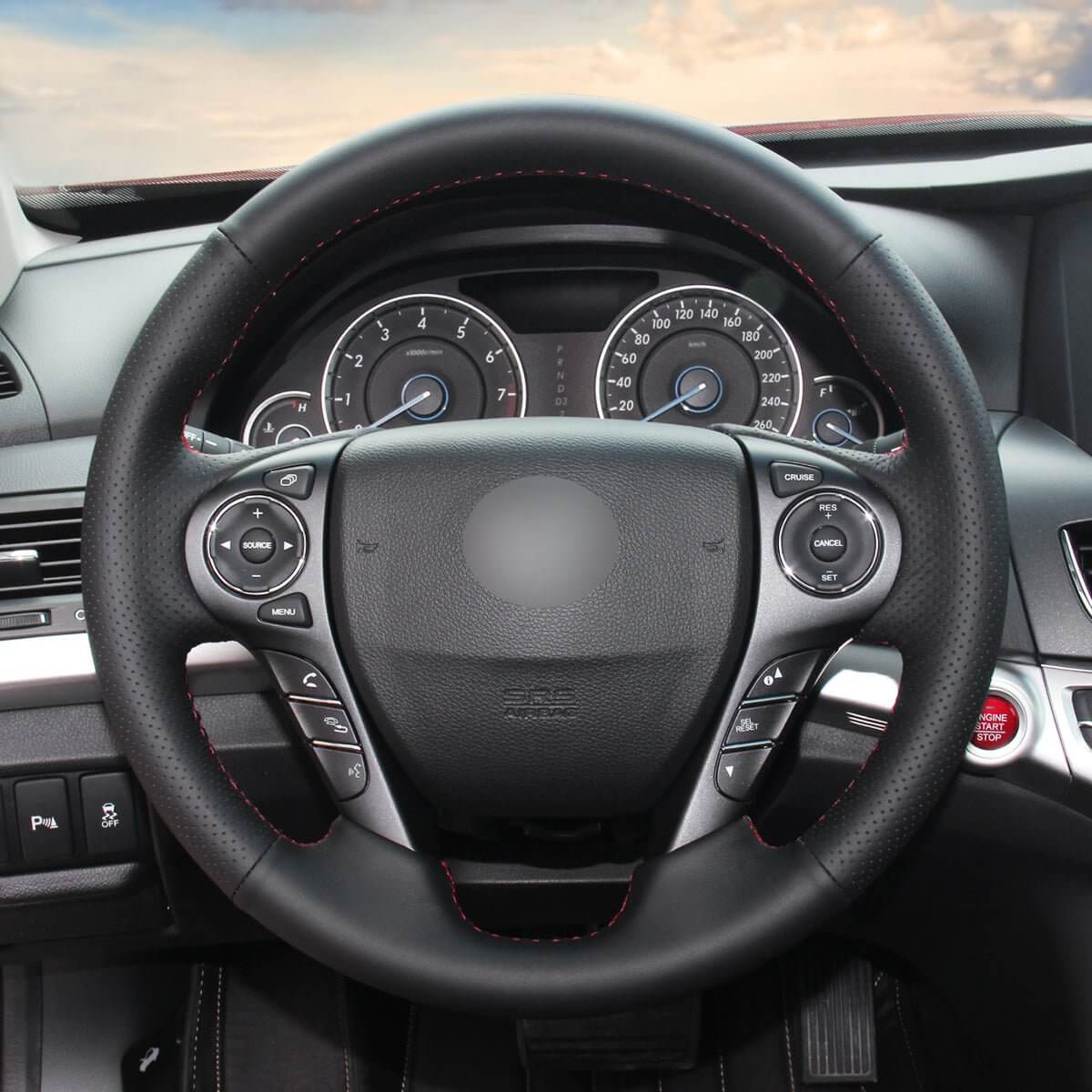 MEWANT Steering Wheel Cover for Honda Accord 9 Pilot Ridgeline Crosstour Odyssey 2013 - 2020 - Alcantara, Leather, Carbon Fiber, Easy Install, Non - Slip, Best Steering Wheel Cover