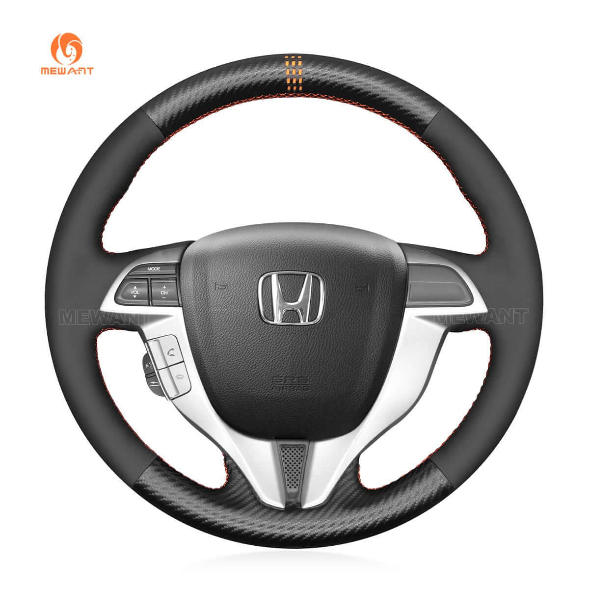 MEWANT Steering Wheel Cover for Honda Accord Coupe 8 Accord Crosstour 2008 - 2012 - Alcantara, Leather, Carbon Fiber, Easy Install, Non - Slip, Best Steering Wheel Cover