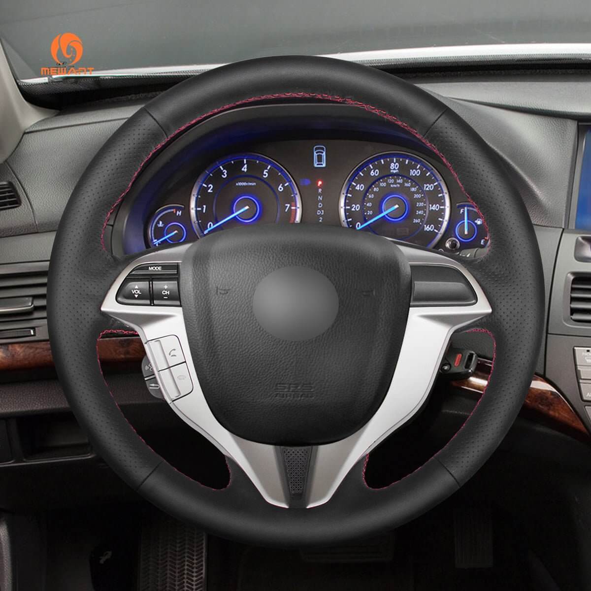 MEWANT Steering Wheel Cover for Honda Accord Coupe 8 Accord Crosstour 2008 - 2012 - Alcantara, Leather, Carbon Fiber, Easy Install, Non - Slip, Best Steering Wheel Cover