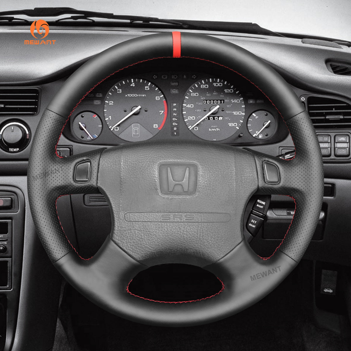 MEWANT Steering Wheel Cover for Honda Accord Odyssey Prelude 1994 - 1997 - Alcantara, Leather, Carbon Fiber, Easy Install, Non - Slip, Best Steering Wheel Cover