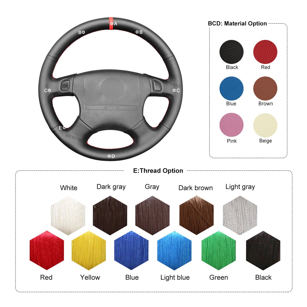 MEWANT Steering Wheel Cover for Honda Accord Odyssey Prelude 1994 - 1997 - Alcantara, Leather, Carbon Fiber, Easy Install, Non - Slip, Best Steering Wheel Cover