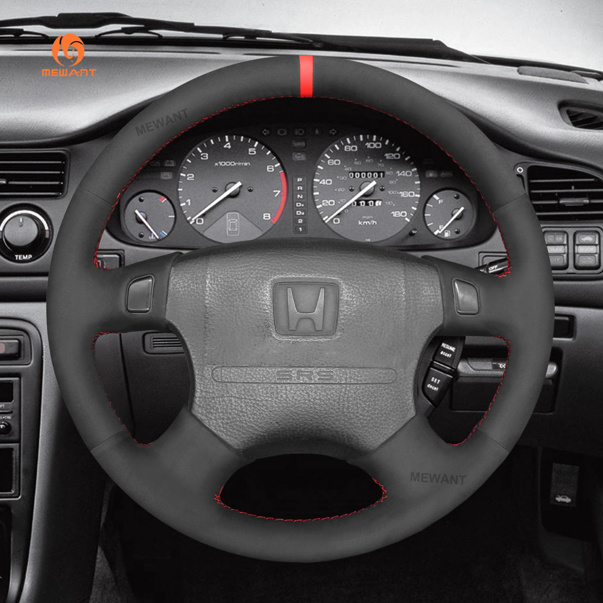 MEWANT Steering Wheel Cover for Honda Accord Odyssey Prelude 1994 - 1997 - Alcantara, Leather, Carbon Fiber, Easy Install, Non - Slip, Best Steering Wheel Cover