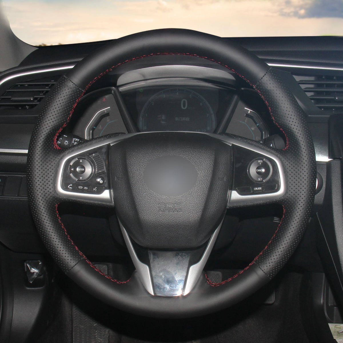 MEWANT Steering Wheel Cover for Honda Civic 10 X CR - V CRV Clarity 2016 - 2021 - Alcantara, Leather, Carbon Fiber, Easy Install, Non - Slip, Best Steering Wheel Cover