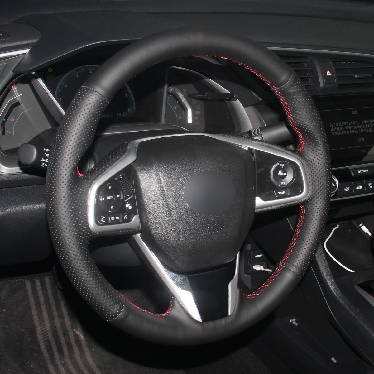 MEWANT Steering Wheel Cover for Honda Civic 10 X CR - V CRV Clarity 2016 - 2021 - Alcantara, Leather, Carbon Fiber, Easy Install, Non - Slip, Best Steering Wheel Cover