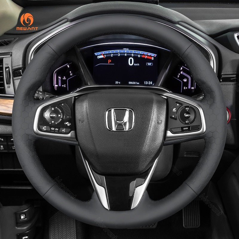 MEWANT Steering Wheel Cover for Honda Civic 10 X CR - V CRV Clarity 2016 - 2021 - Alcantara, Leather, Carbon Fiber, Easy Install, Non - Slip, Best Steering Wheel Cover