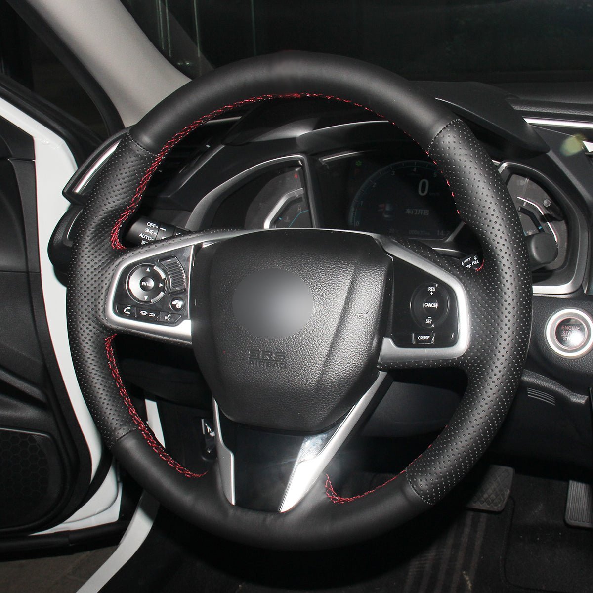 MEWANT Steering Wheel Cover for Honda Civic 10 X CR - V CRV Clarity 2016 - 2021 - Alcantara, Leather, Carbon Fiber, Easy Install, Non - Slip, Best Steering Wheel Cover
