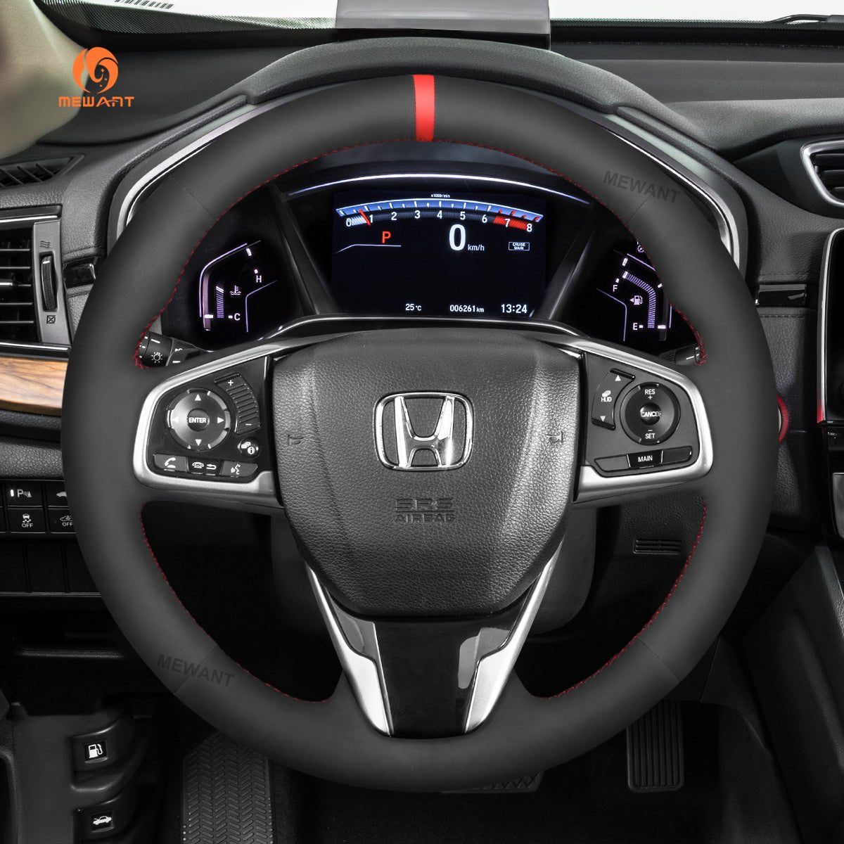 MEWANT Steering Wheel Cover for Honda Civic 10 X CR - V CRV Clarity 2016 - 2021 - Alcantara, Leather, Carbon Fiber, Easy Install, Non - Slip, Best Steering Wheel Cover