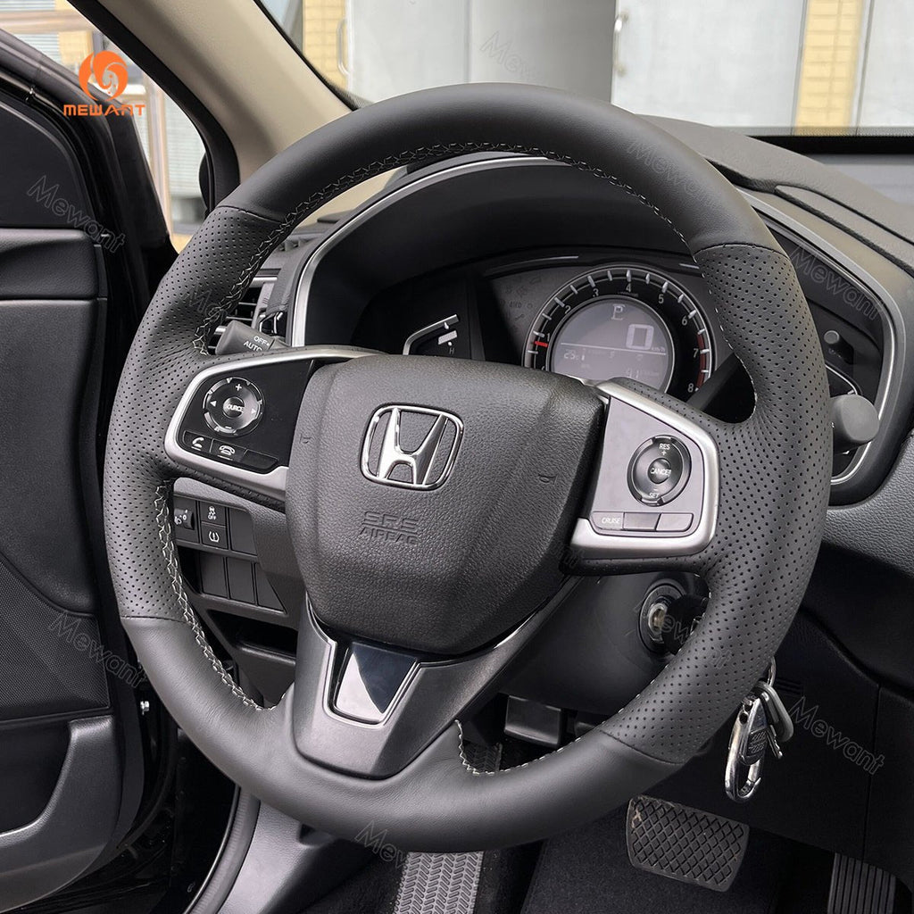 MEWANT Steering Wheel Cover for Honda Civic 10 X CR - V CRV Clarity 2016 - 2021 - Alcantara, Leather, Carbon Fiber, Easy Install, Non - Slip, Best Steering Wheel Cover