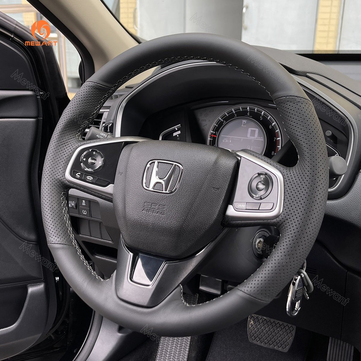 MEWANT Steering Wheel Cover for Honda Civic 10 X CR - V CRV Clarity 2016 - 2021 - Alcantara, Leather, Carbon Fiber, Easy Install, Non - Slip, Best Steering Wheel Cover