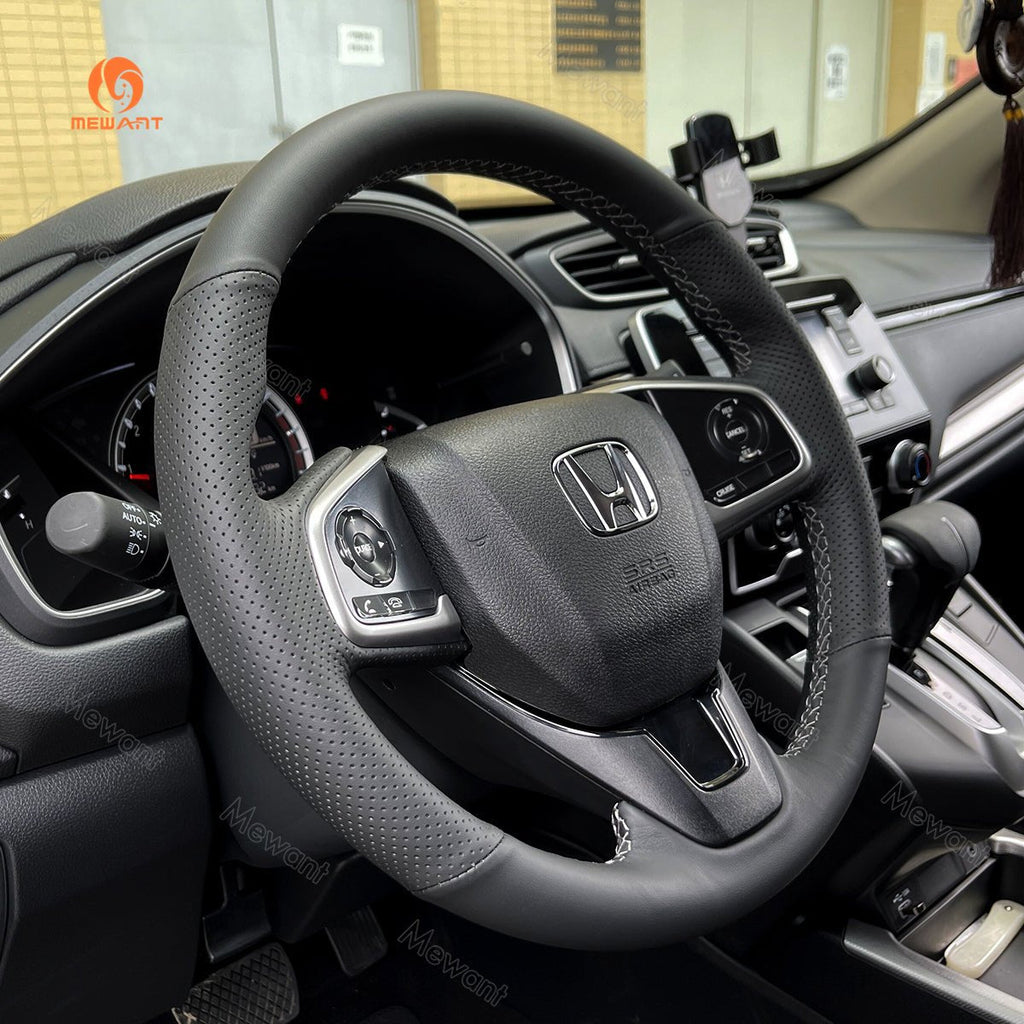 MEWANT Steering Wheel Cover for Honda Civic 10 X CR - V CRV Clarity 2016 - 2021 - Alcantara, Leather, Carbon Fiber, Easy Install, Non - Slip, Best Steering Wheel Cover