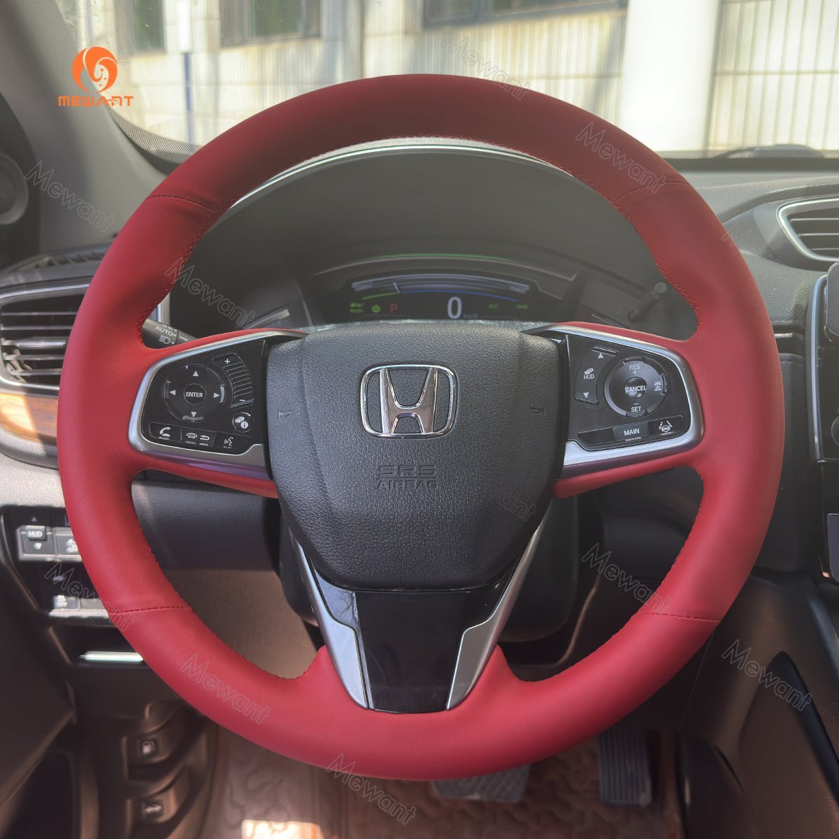 MEWANT Steering Wheel Cover for Honda Civic 10 X CR - V CRV Clarity 2016 - 2021 - Alcantara, Leather, Carbon Fiber, Easy Install, Non - Slip, Best Steering Wheel Cover
