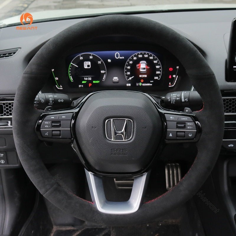 MEWANT Steering Wheel Cover for Honda Civic 11 XI 2021 - 2022 - Alcantara, Leather, Carbon Fiber, Easy Install, Non - Slip, Best Steering Wheel Cover