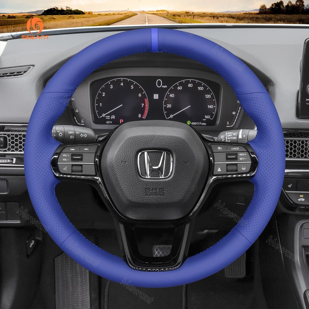 MEWANT Steering Wheel Cover for Honda Civic 11 XI 2021 - 2022 - Alcantara, Leather, Carbon Fiber, Easy Install, Non - Slip, Best Steering Wheel Cover