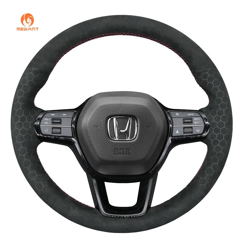 MEWANT Steering Wheel Cover for Honda Civic 11 XI 2021 - 2022 - Alcantara, Leather, Carbon Fiber, Easy Install, Non - Slip, Best Steering Wheel Cover