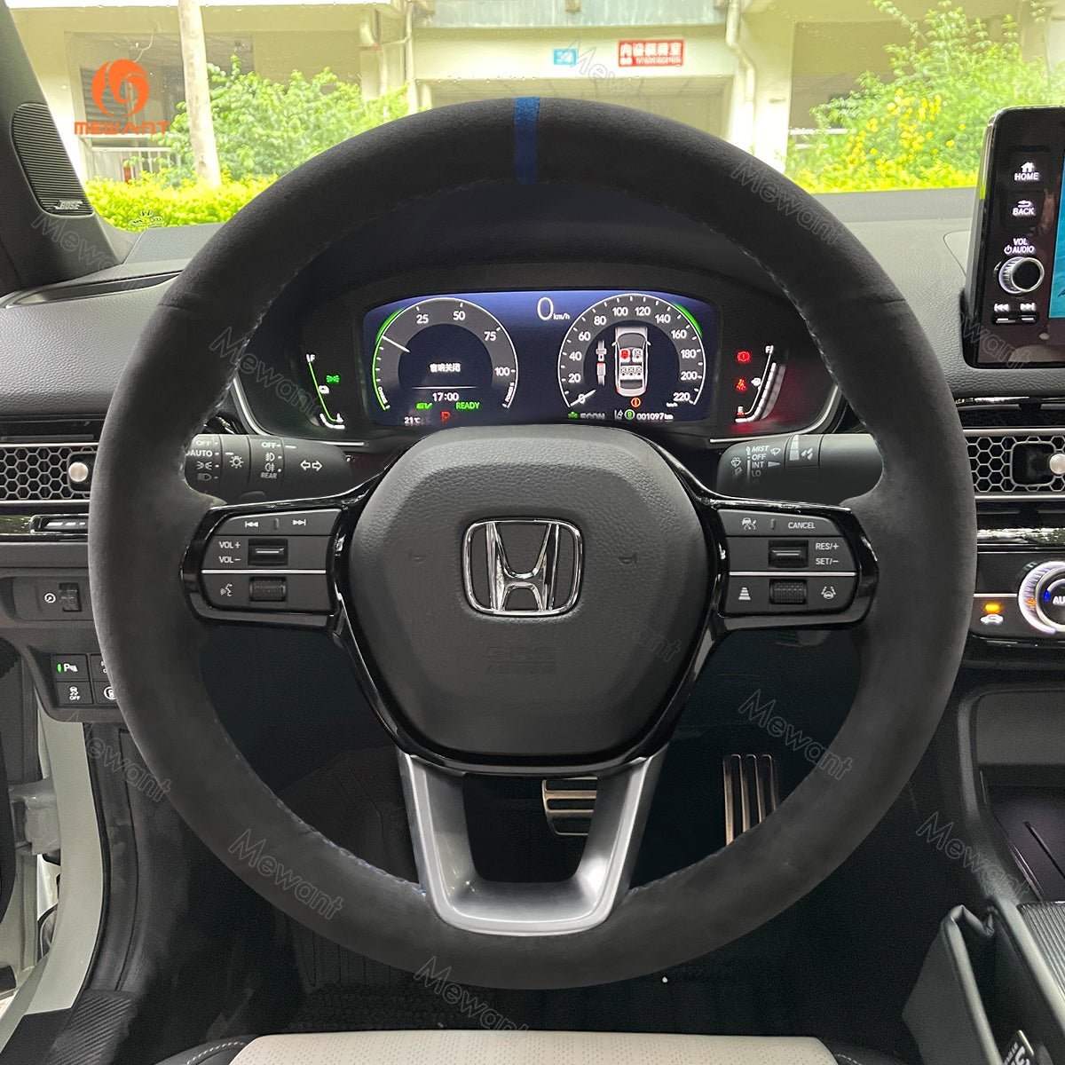 MEWANT Steering Wheel Cover for Honda Civic 11 XI 2021 - 2022 - Alcantara, Leather, Carbon Fiber, Easy Install, Non - Slip, Best Steering Wheel Cover