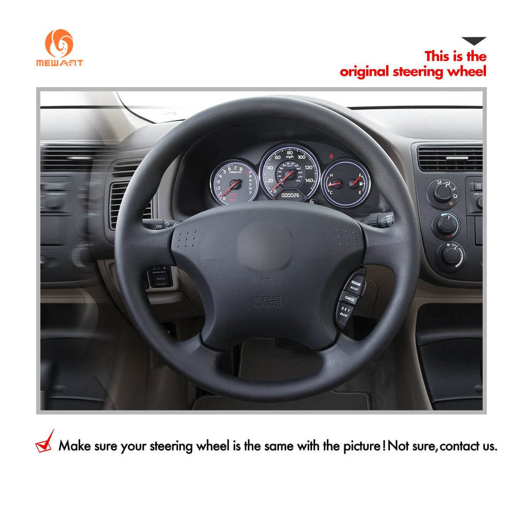 MEWANT Steering Wheel Cover for Honda Civic 7 2003 - 2005 - Alcantara, Leather, Carbon Fiber, Easy Install, Non - Slip, Best Steering Wheel Cover