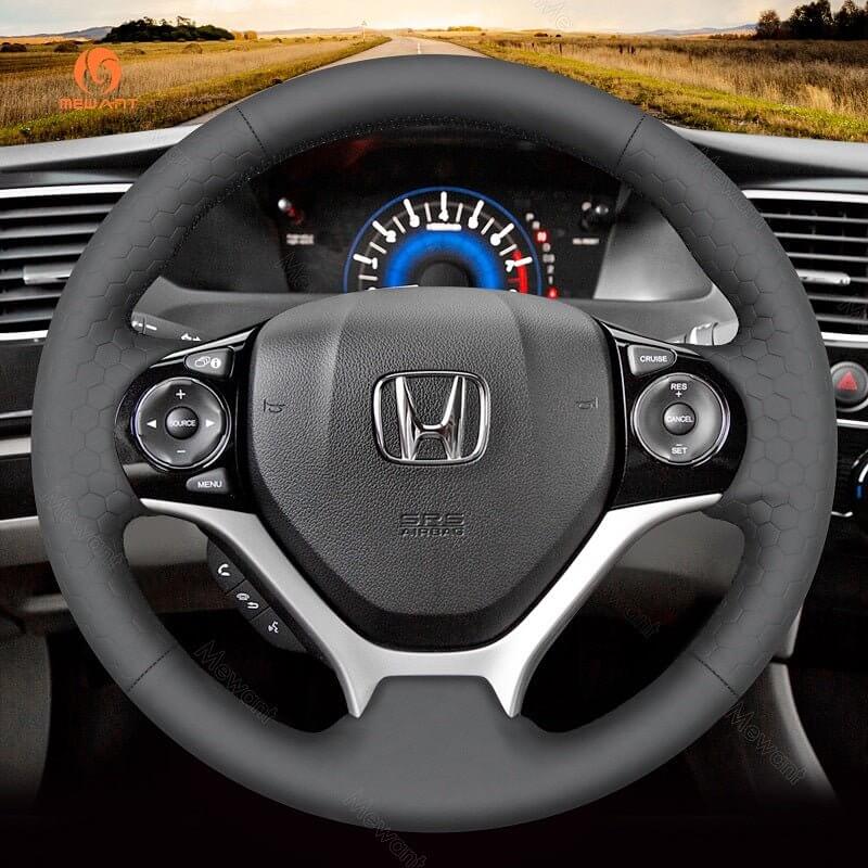 MEWANT Steering Wheel Cover for Honda Civic 9 2012 - 2017 - Alcantara, Leather, Carbon Fiber, Easy Install, Non - Slip, Best Steering Wheel Cover