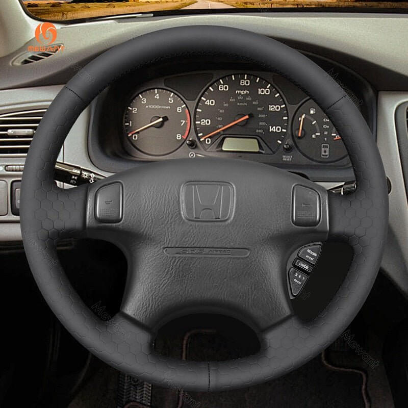 MEWANT Steering Wheel Cover for Honda Civic CR - V CRV Prelude 1996 - 2001 - Alcantara, Leather, Carbon Fiber, Easy Install, Non - Slip, Best Steering Wheel Cover