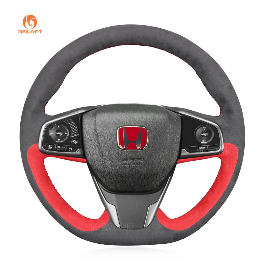 MEWANT Steering Wheel Cover for Honda Civic Type R X/10 2017 - 2021 - Alcantara, Leather, Carbon Fiber, Easy Install, Non - Slip, Best Steering Wheel Cover
