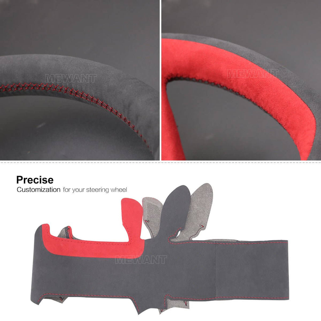 MEWANT Steering Wheel Cover for Honda Civic Type R X/10 2017 - 2021 - Alcantara, Leather, Carbon Fiber, Easy Install, Non - Slip, Best Steering Wheel Cover