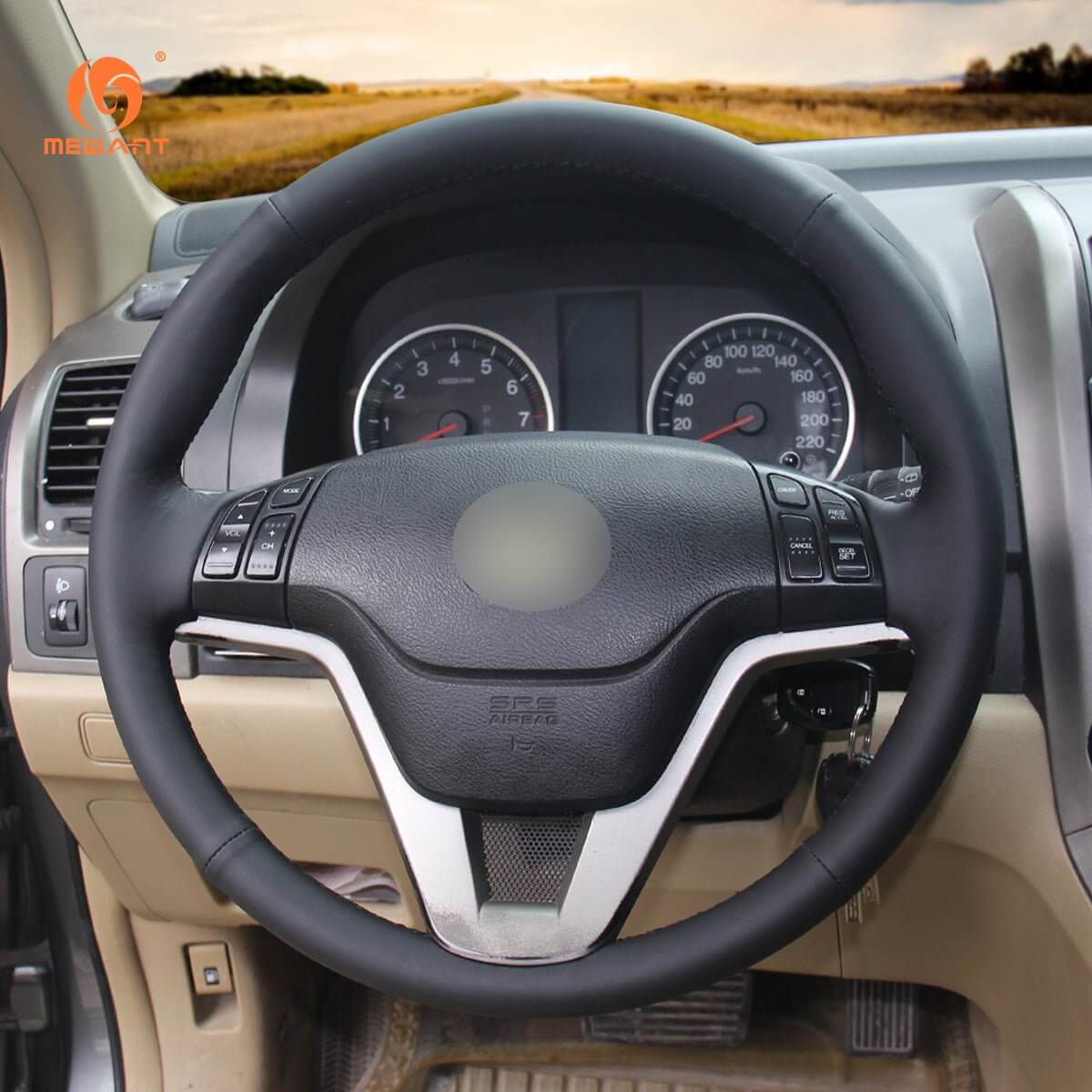 MEWANT Steering Wheel Cover for Honda CR - V CRV Crossroad 2021 - 2023 - Alcantara, Leather, Carbon Fiber, Easy Install, Non - Slip, Best Steering Wheel Cover