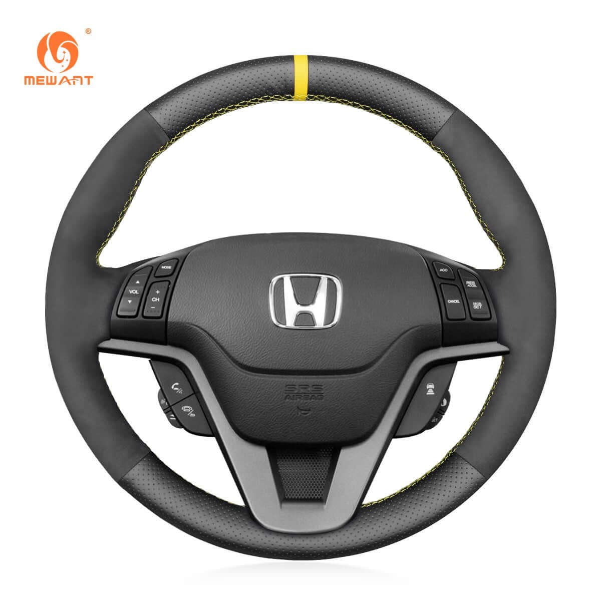 MEWANT Steering Wheel Cover for Honda CR - V CRV Crossroad 2021 - 2023 - Alcantara, Leather, Carbon Fiber, Easy Install, Non - Slip, Best Steering Wheel Cover