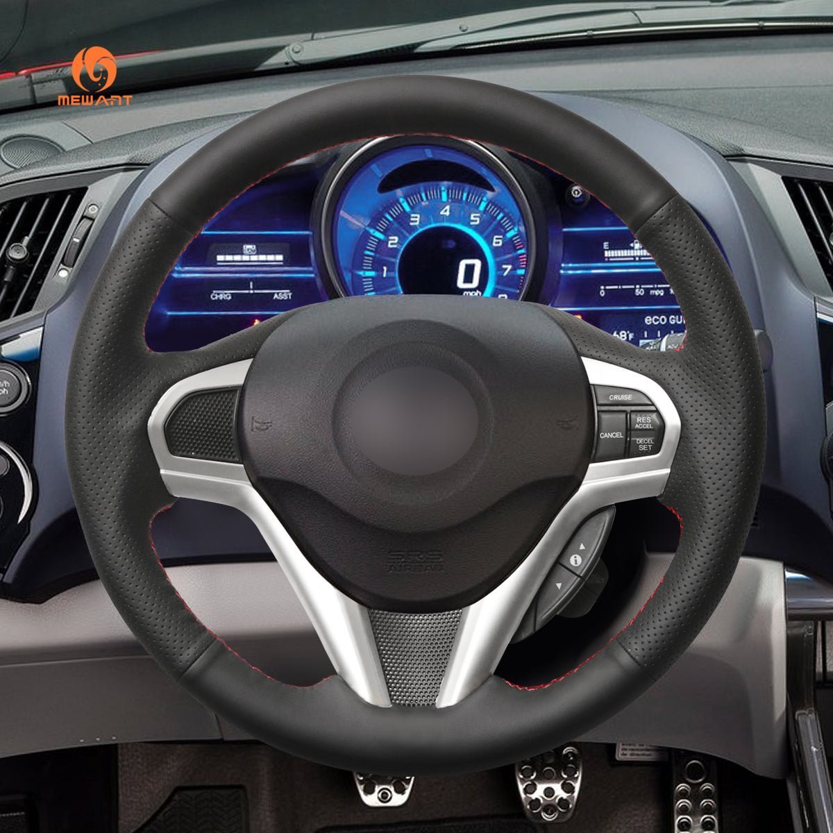 MEWANT Steering Wheel Cover for Honda CR - Z CRZ 2011 - 2016 - Alcantara, Leather, Carbon Fiber, Easy Install, Non - Slip, Best Steering Wheel Cover