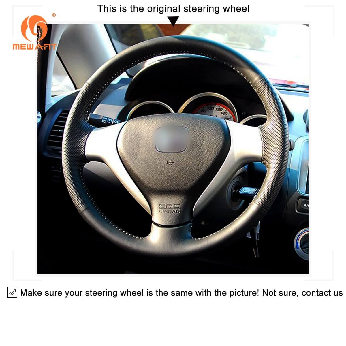 MEWANT Steering Wheel Cover for Honda Fit Honda Jazz 2005 - 2008 - Alcantara, Leather, Carbon Fiber, Easy Install, Non - Slip, Best Steering Wheel Cover