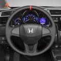 MEWANT Steering Wheel Cover for Honda Fit Vezel 2014 - 2017 - Alcantara, Leather, Carbon Fiber, Easy Install, Non - Slip, Best Steering Wheel Cover