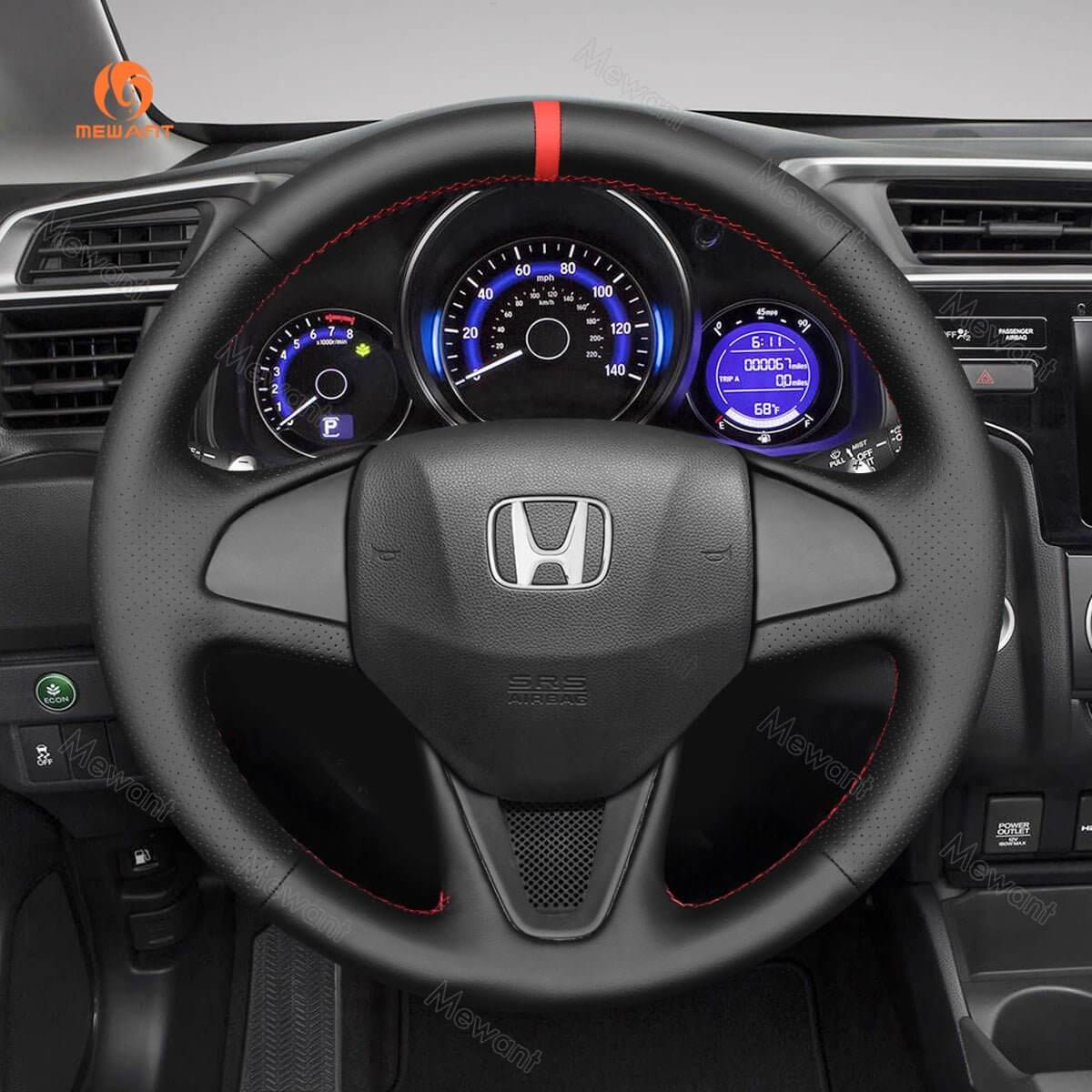 MEWANT Steering Wheel Cover for Honda Fit Vezel 2014 - 2017 - Alcantara, Leather, Carbon Fiber, Easy Install, Non - Slip, Best Steering Wheel Cover