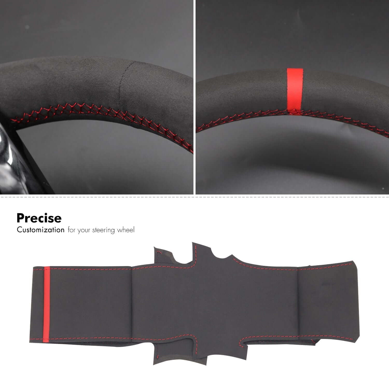 MEWANT Steering Wheel Cover for Honda HR - V 2021 - Alcantara, Leather, Carbon Fiber, Easy Install, Non - Slip, Best Steering Wheel Cover