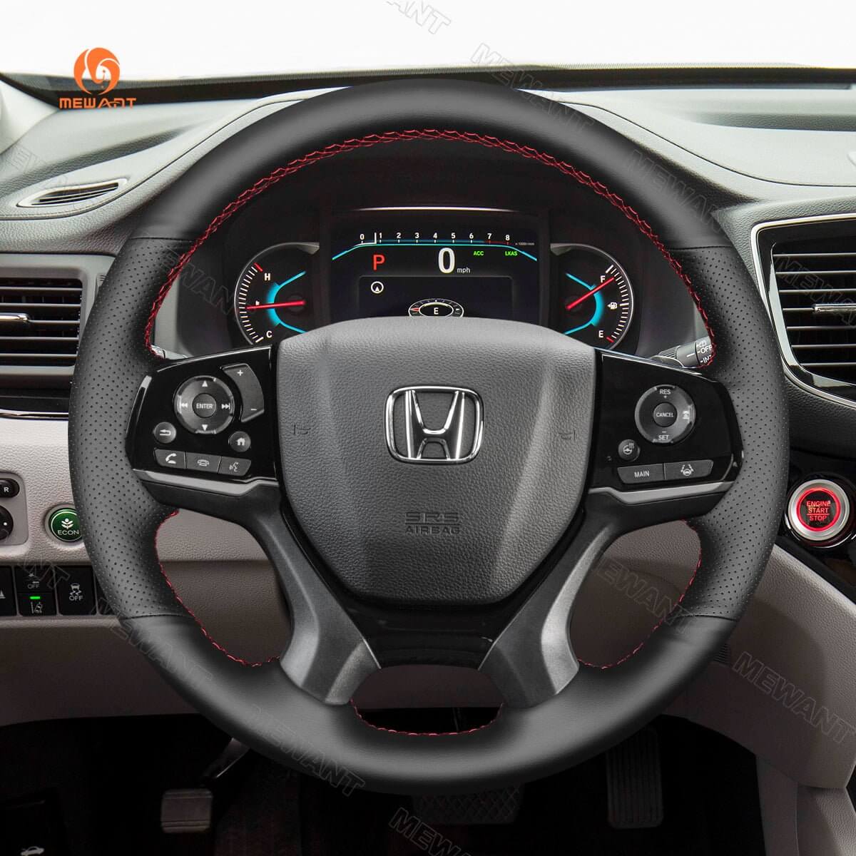 MEWANT Steering Wheel Cover for Honda Pilot Passport Odyssey 2018 - 2022 - Alcantara, Leather, Carbon Fiber, Easy Install, Non - Slip, Best Steering Wheel Cover