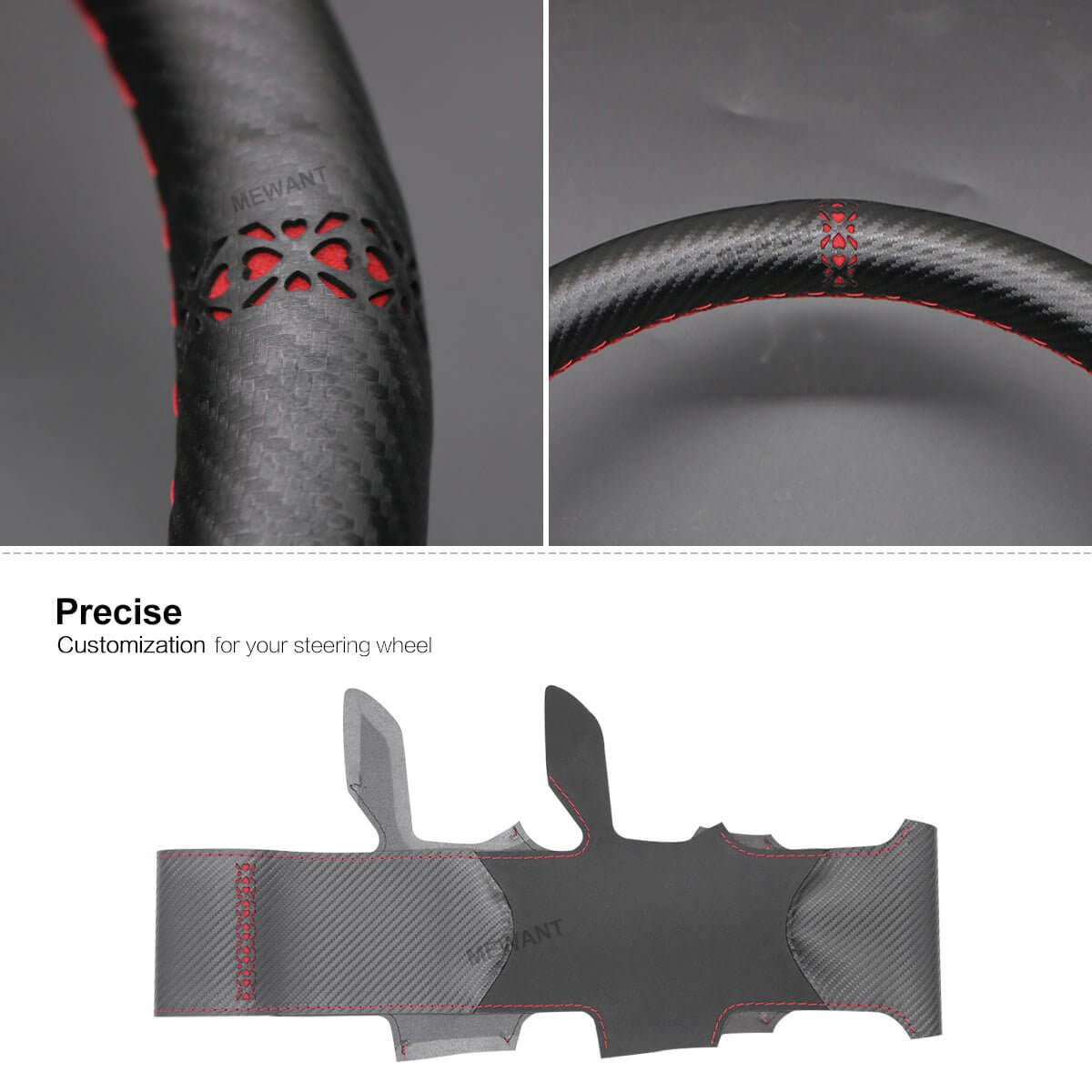 MEWANT Steering Wheel Cover for Honda Pilot Passport Odyssey 2018 - 2022 - Alcantara, Leather, Carbon Fiber, Easy Install, Non - Slip, Best Steering Wheel Cover