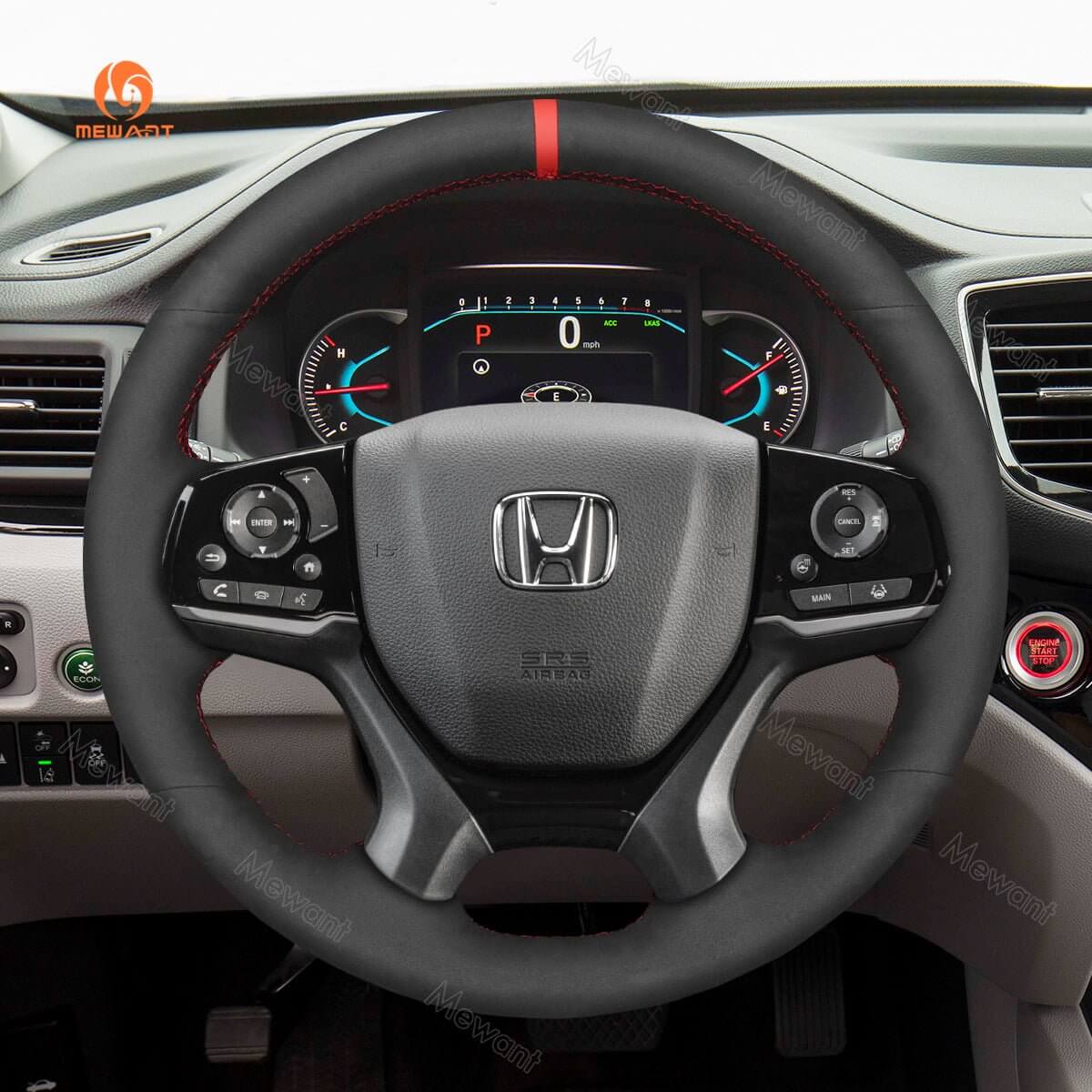 MEWANT Steering Wheel Cover for Honda Pilot Passport Odyssey 2018 - 2022 - Alcantara, Leather, Carbon Fiber, Easy Install, Non - Slip, Best Steering Wheel Cover