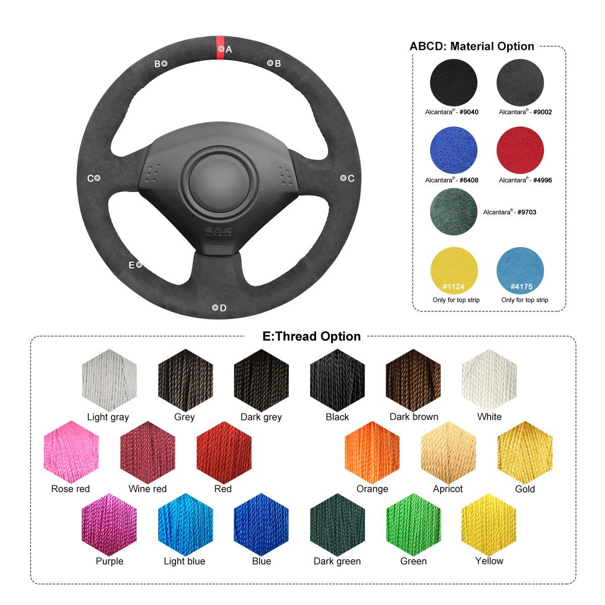 MEWANT Steering Wheel Cover for Honda S2000 2000 - 2009 / Civic (SI) 2002 - 2005 / Insight 2000 - 2006 / for Acura RSX 2002 - 2006 - Alcantara, Leather, Carbon Fiber, Easy Install, Non - Slip, Best Steering Wheel Cover