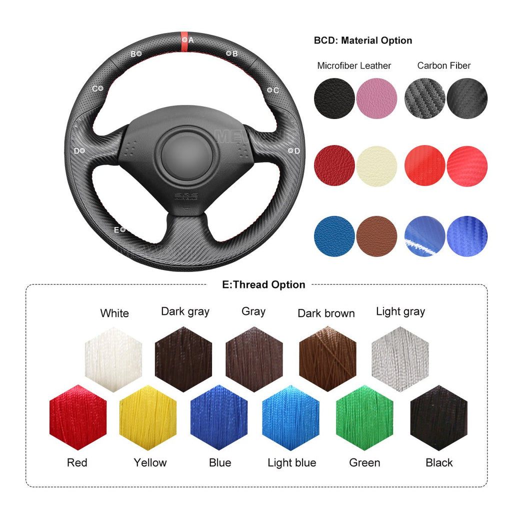 MEWANT Steering Wheel Cover for Honda S2000 2000 - 2009 / Civic (SI) 2002 - 2005 / Insight 2000 - 2006 / for Acura RSX 2002 - 2006 - Alcantara, Leather, Carbon Fiber, Easy Install, Non - Slip, Best Steering Wheel Cover
