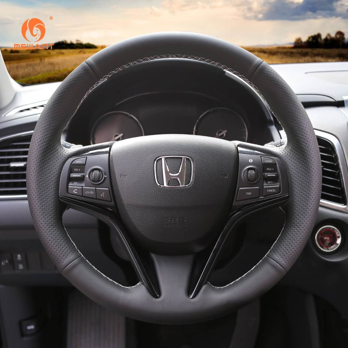 MEWANT Steering Wheel Cover for Honda Spirior 2017 - Alcantara, Leather, Carbon Fiber, Easy Install, Non - Slip, Best Steering Wheel Cover