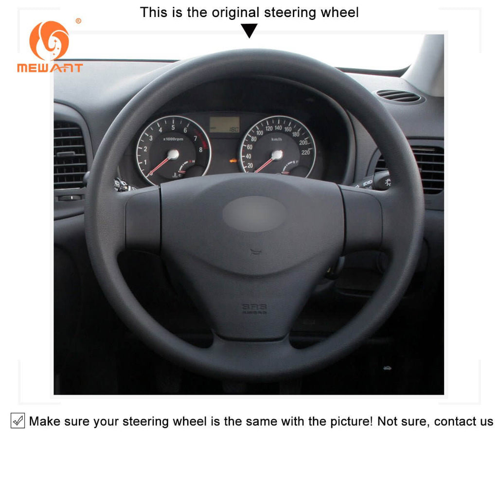 MEWANT Steering Wheel Cover for Hyundai Accent Getz Facelift 2005 - 2011 - Alcantara, Leather, Carbon Fiber, Easy Install, Non - Slip, Best Steering Wheel Cover