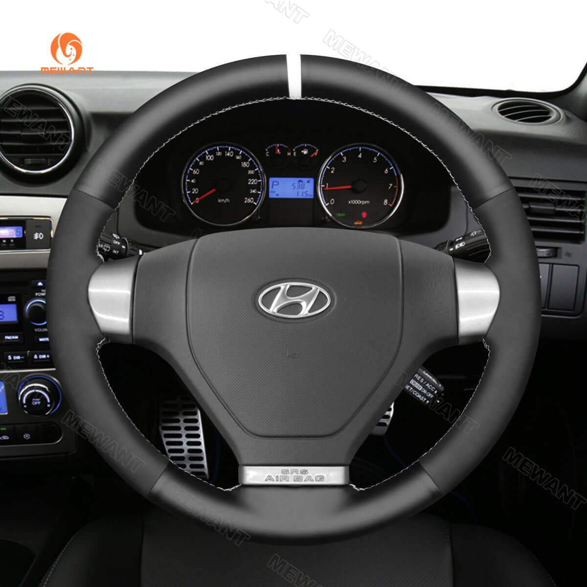 MEWANT Steering Wheel Cover for Hyundai Coupe S - Coupe 2007 - 2010 - Alcantara, Leather, Carbon Fiber, Easy Install, Non - Slip, Best Steering Wheel Cover