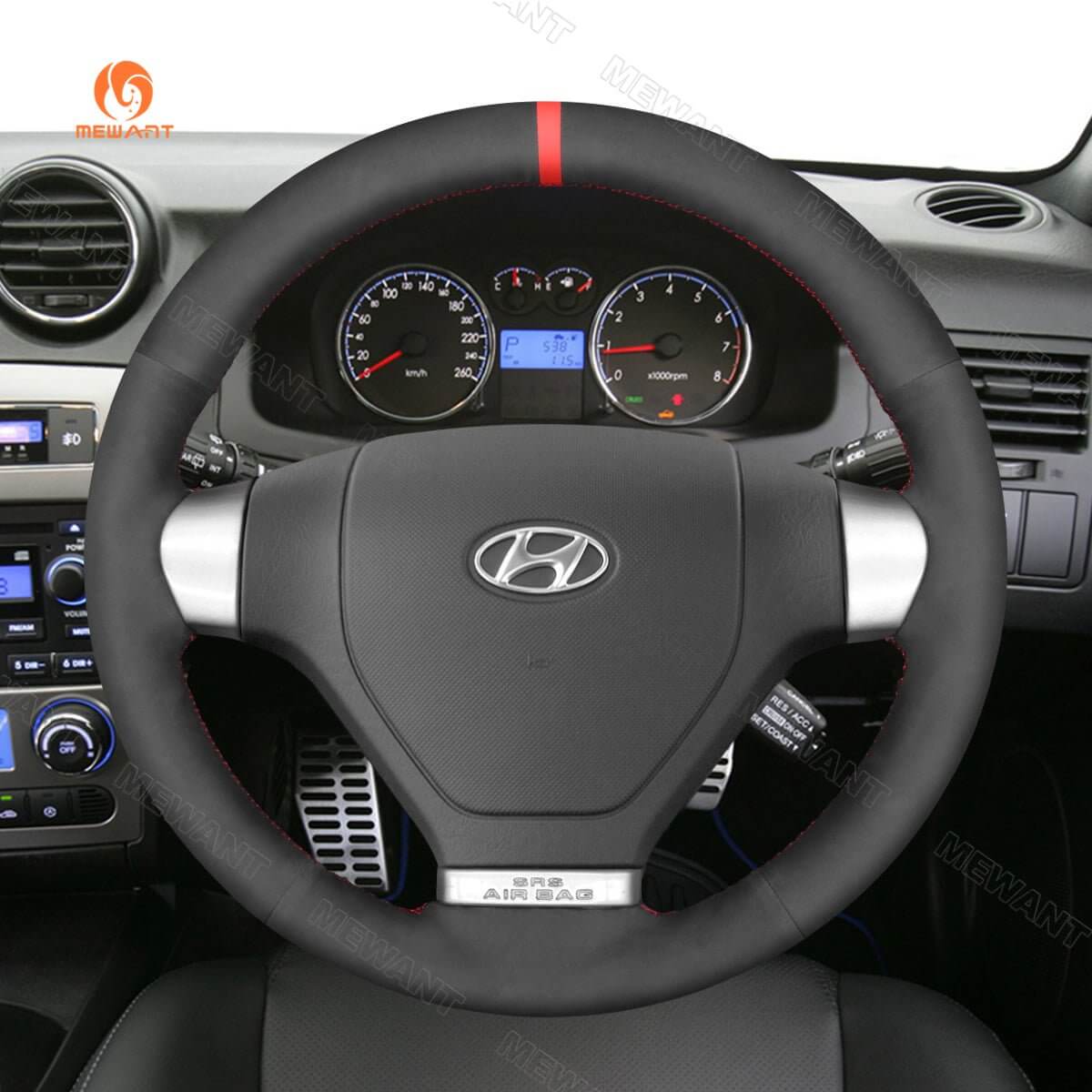 MEWANT Steering Wheel Cover for Hyundai Coupe S - Coupe 2007 - 2010 - Alcantara, Leather, Carbon Fiber, Easy Install, Non - Slip, Best Steering Wheel Cover