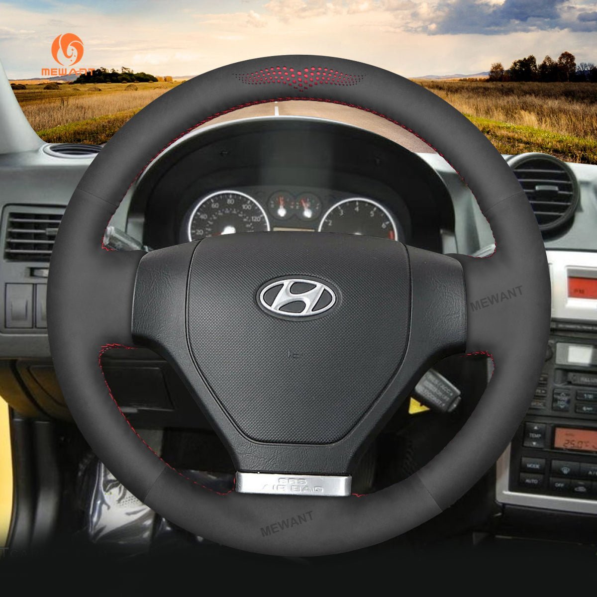 MEWANT Steering Wheel Cover for Hyundai Coupe Tiburon 2002 - 2007 - Alcantara, Leather, Carbon Fiber, Easy Install, Non - Slip, Best Steering Wheel Cover