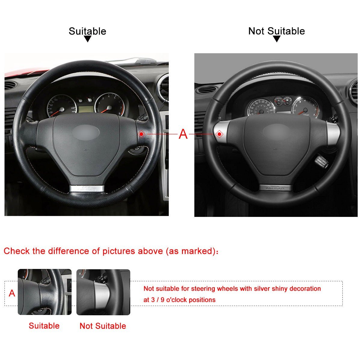MEWANT Steering Wheel Cover for Hyundai Coupe Tiburon 2002 - 2007 - Alcantara, Leather, Carbon Fiber, Easy Install, Non - Slip, Best Steering Wheel Cover
