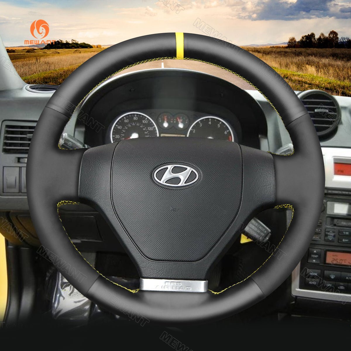 MEWANT Steering Wheel Cover for Hyundai Coupe Tiburon 2002 - 2007 - Alcantara, Leather, Carbon Fiber, Easy Install, Non - Slip, Best Steering Wheel Cover